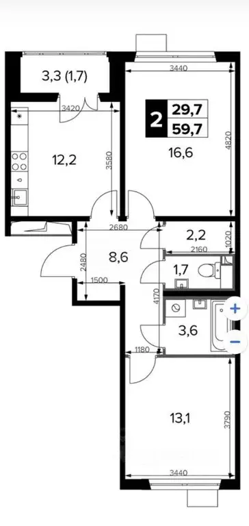 2-к кв. Москва Ленинградское ш., 228к3 (59.0 м) - Фото 1