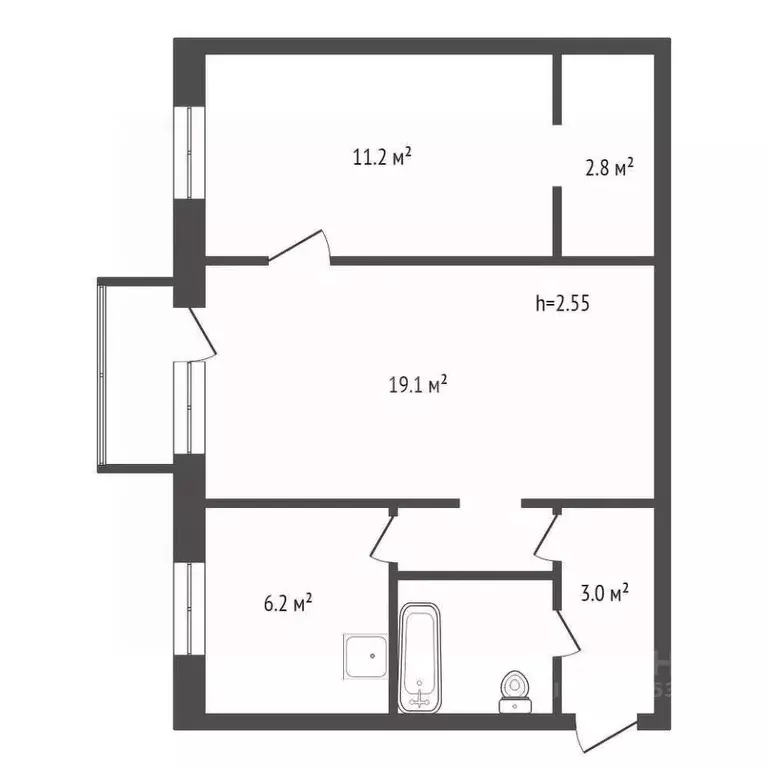 2-к кв. Красноярский край, Красноярск ул. Кутузова, 16 (45.3 м) - Фото 1