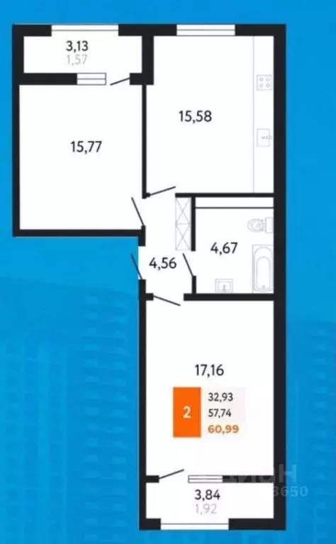 2-к кв. Краснодарский край, Новороссийск Мысхакское ш., 59Г (60.99 м) - Фото 0