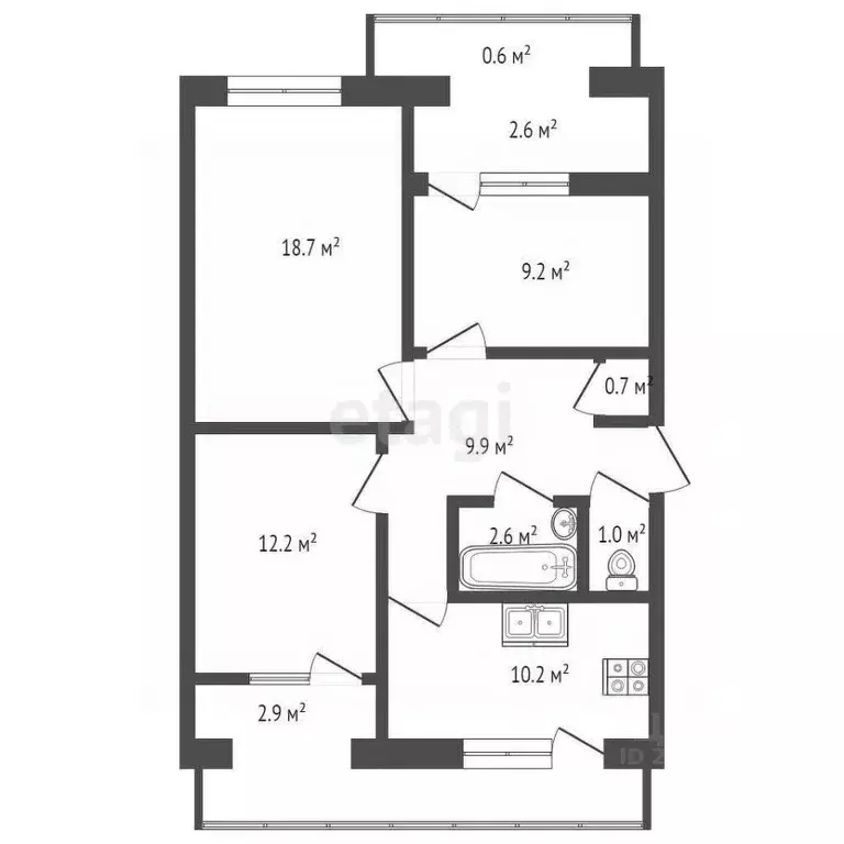 3-к кв. Севастополь ул. Героев Бреста, 51 (71.2 м) - Фото 1