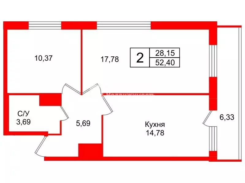 2-комнатная квартира: Санкт-Петербург, Глухарская улица, 26 (52.4 м) - Фото 0