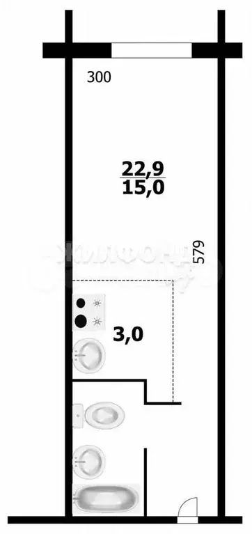 1-к. квартира, 22,9 м, 17/17 эт. - Фото 0