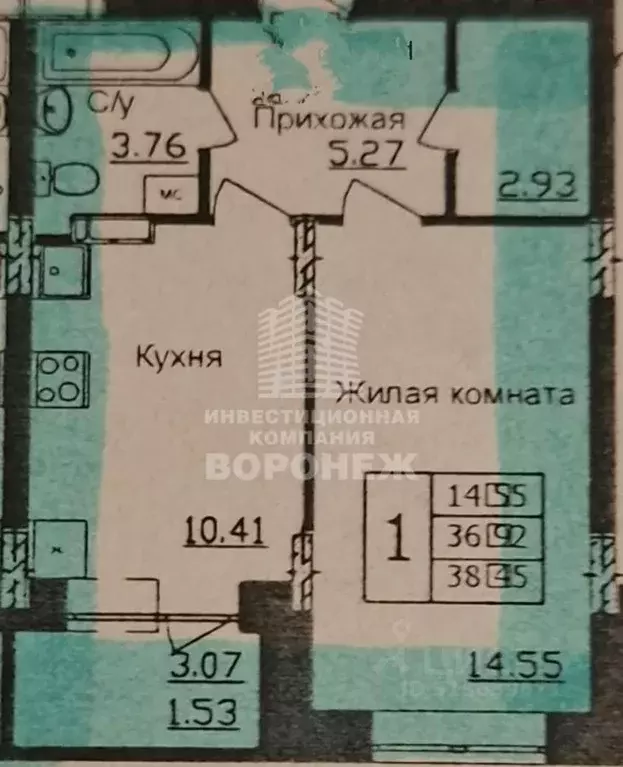 1-к кв. Воронежская область, Воронеж Московский просп., 42/1 (38.5 м) - Фото 0