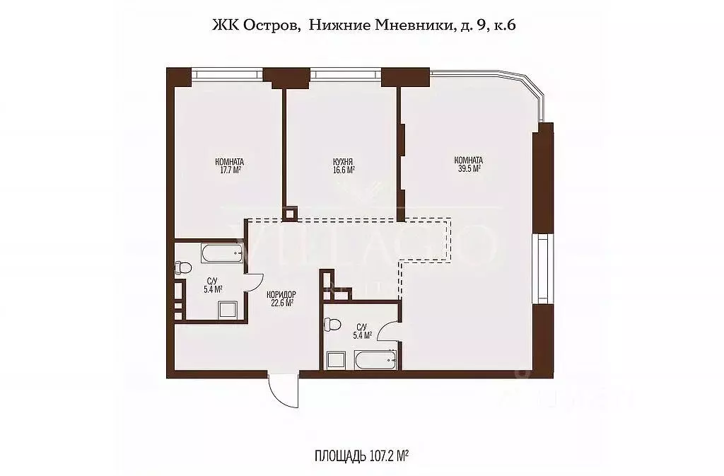 2-к кв. Москва ул. Нижние Мневники, 16к6 (107.0 м) - Фото 1