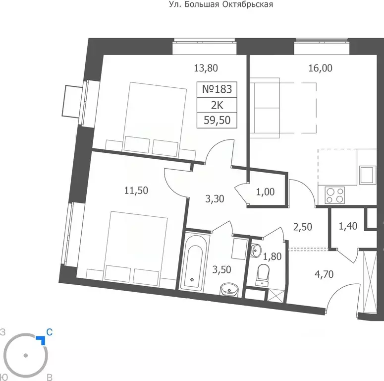 2-к кв. Ярославская область, Ярославль ул. Большая Октябрьская, 85 ... - Фото 0