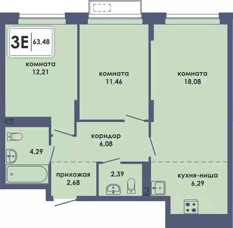 3-к кв. Пермский край, Пермь Камская Долина мкр, Аксиома жилой ... - Фото 0