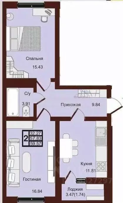 2-к кв. Оренбургская область, Оренбург Красный городок мкр,  (59.57 м) - Фото 1