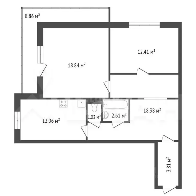 2-к кв. Красноярский край, Красноярск 9 Мая ул., 49 (70.0 м) - Фото 1