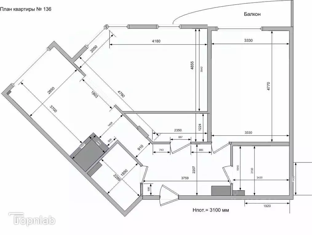 2-к кв. Санкт-Петербург ул. Беринга, 1 (66.7 м) - Фото 2