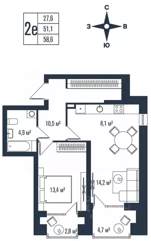 2-к кв. Приморский край, Владивосток ул. Тухачевского, 33к2 (58.6 м) - Фото 1