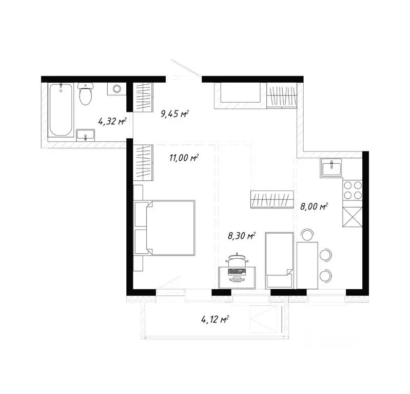 2-к кв. Иркутская область, Иркутск ул. Баррикад (45.19 м) - Фото 1