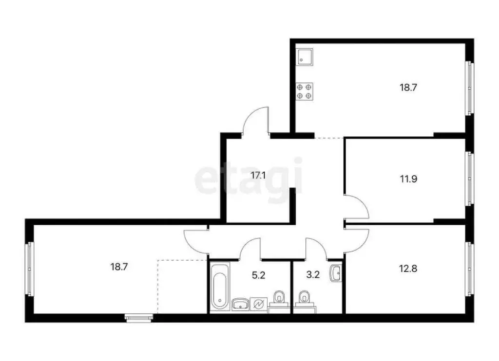 3-комнатная квартира: Новороссийск, улица Григорьева, 12к1 (87.6 м) - Фото 0