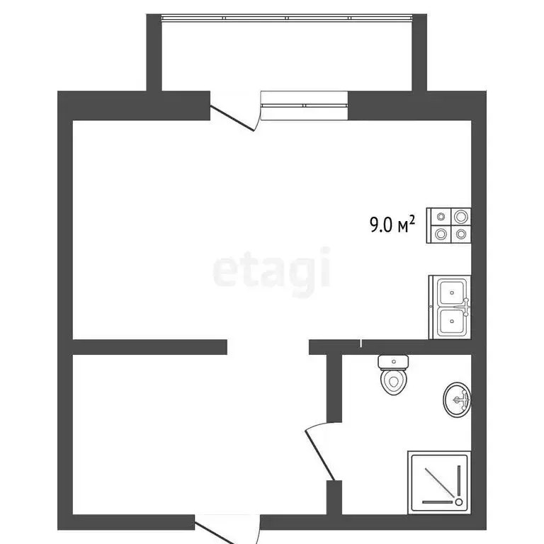 Квартира-студия: Тобольск, 15-й микрорайон, 35 (29 м) - Фото 0