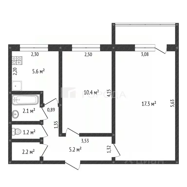 2-к кв. Алтайский край, Барнаул пер. Ядринцева, 150 (44.0 м) - Фото 2