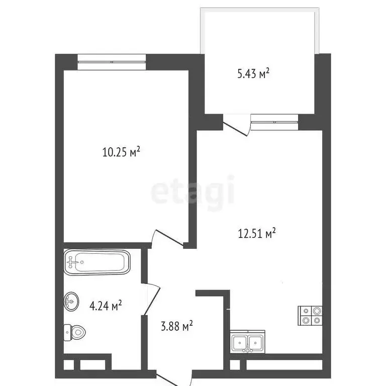 1-комнатная квартира: Тюмень, Заполярная улица, 9/2 (36 м) - Фото 0