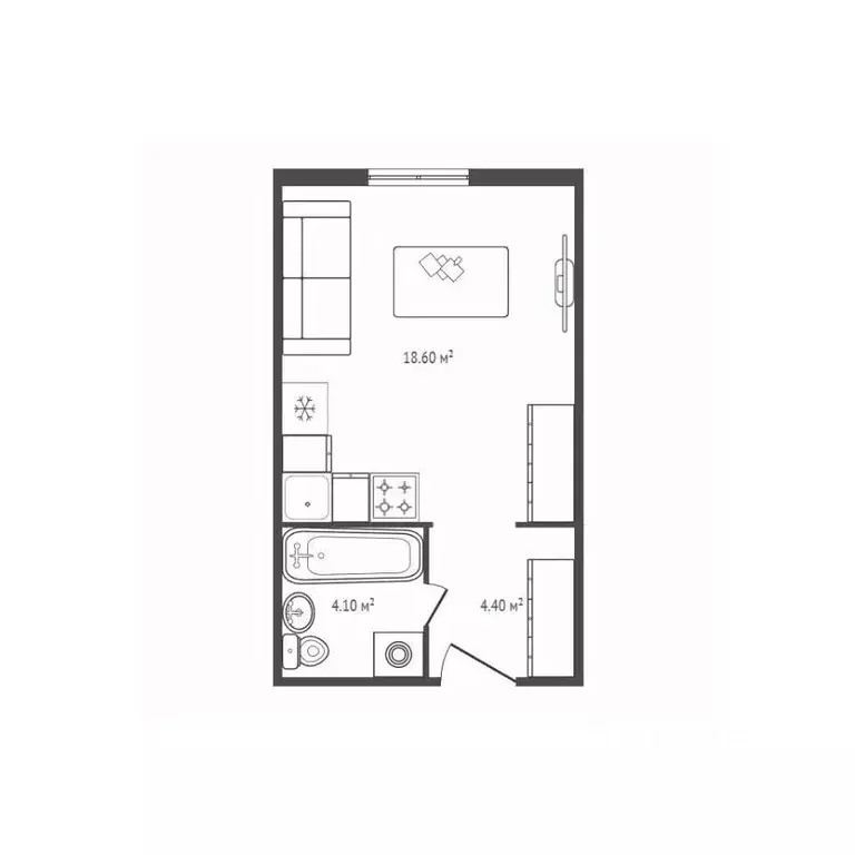 Студия Брянская область, Брянск Степная ул., 2Г (27.1 м) - Фото 2