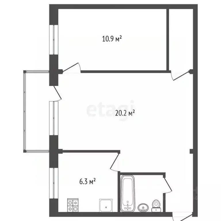 2-к кв. Забайкальский край, Чита Северный мкр, 10 (47.0 м) - Фото 1