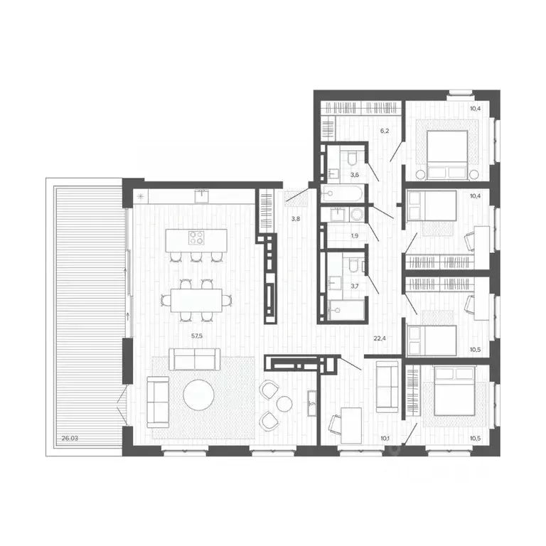 6-к кв. Алтайский край, Барнаул тракт Змеиногорский, 35Бк2 (177.38 м) - Фото 0