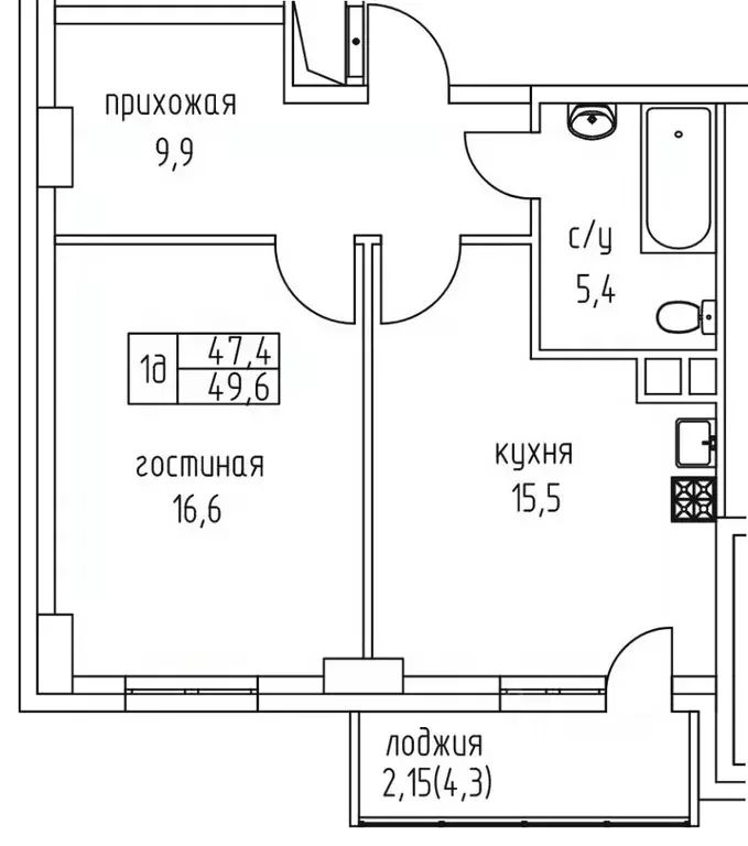 1-к кв. Саха (Якутия), Якутск просп. Михаила Николаева, 3к5А (49.6 м) - Фото 1