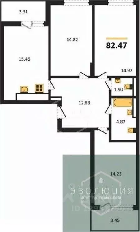 3-к кв. Калининградская область, Гурьевский муниципальный округ, пос. ... - Фото 1