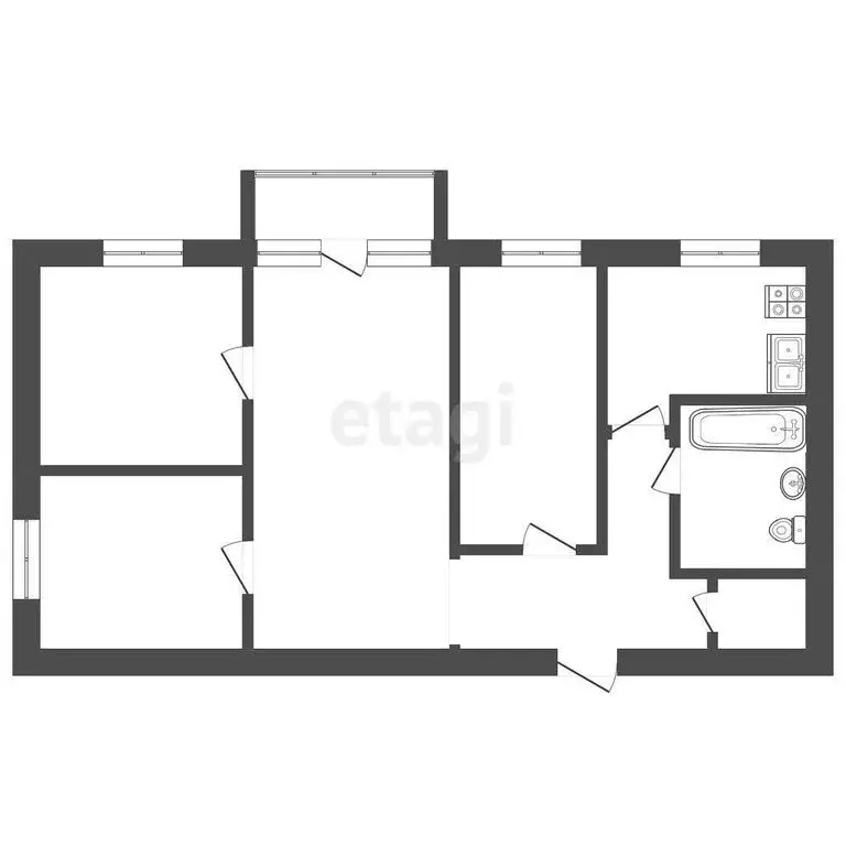 4-комнатная квартира: Тюмень, Таврическая улица, 10 (62 м) - Фото 1