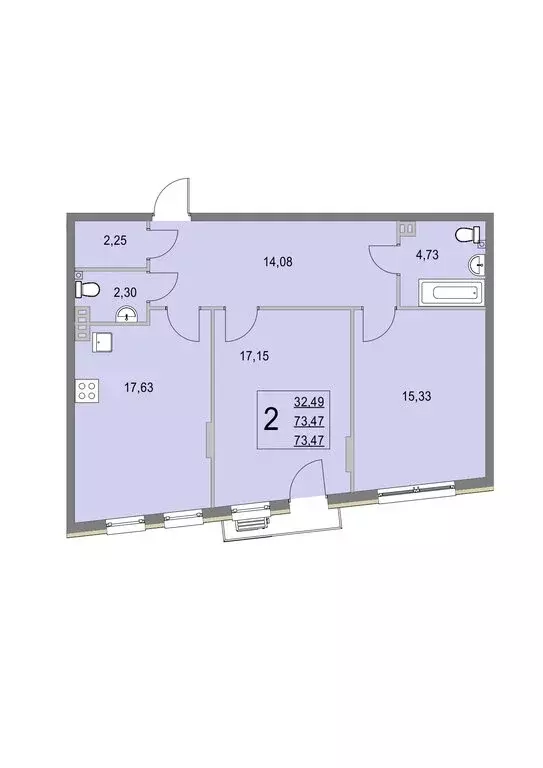 2-комнатная квартира: деревня Крюково, 6 (73.4 м) - Фото 0