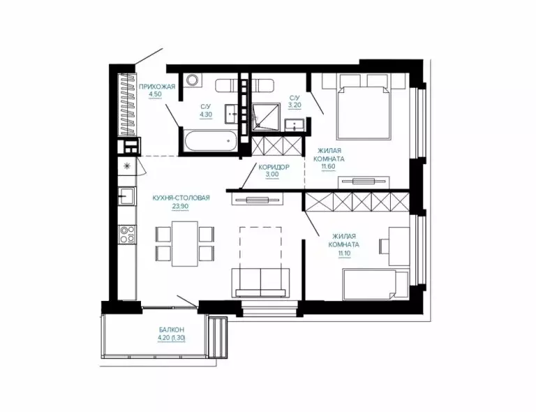 2-комнатная квартира: Екатеринбург, улица Энтузиастов (62.2 м) - Фото 1