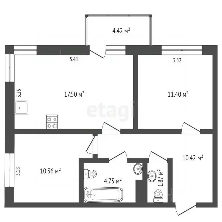 2-к кв. Тюменская область, Тюмень Профсоюзная ул., 63 (57.74 м) - Фото 2