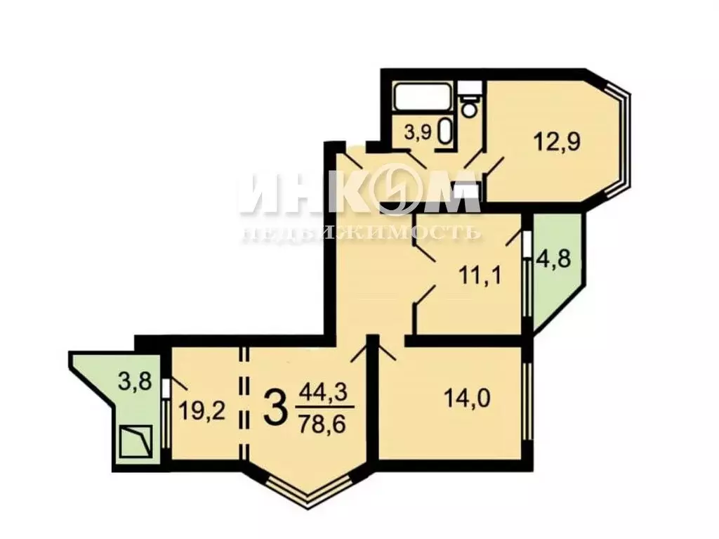 3-комнатная квартира: Москва, Ангарская улица, 65к2 (78.6 м) - Фото 1