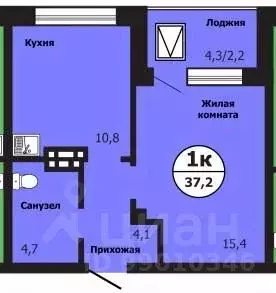 1-к кв. Красноярский край, Красноярск ул. Лесников, 51Б (37.4 м) - Фото 0