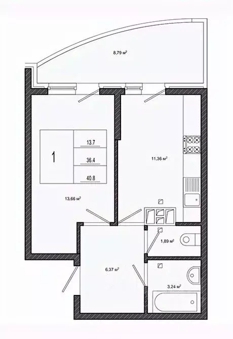 1-к кв. Краснодарский край, Краснодар бул. Адмиралтейский, 3к1 (41.0 ... - Фото 1