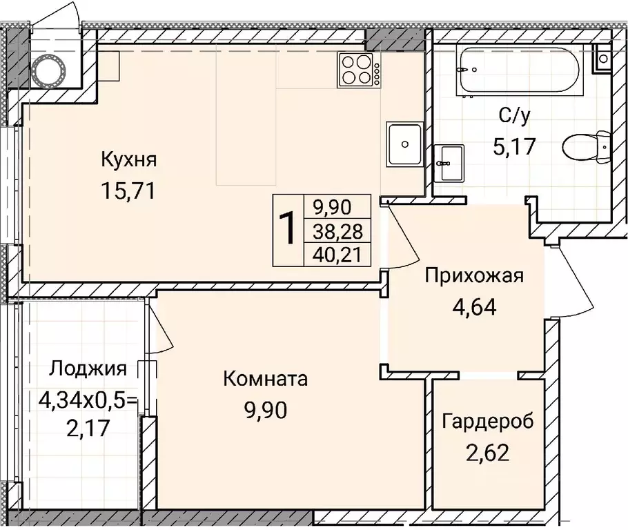 1-к кв. Севастополь ул. Братьев Манганари, 30к2 (40.21 м) - Фото 0