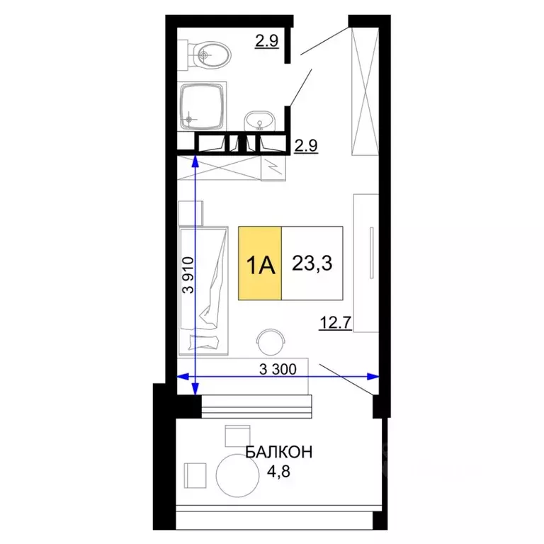 1-к кв. Краснодарский край, Анапа проезд Сосновый (23.3 м) - Фото 0