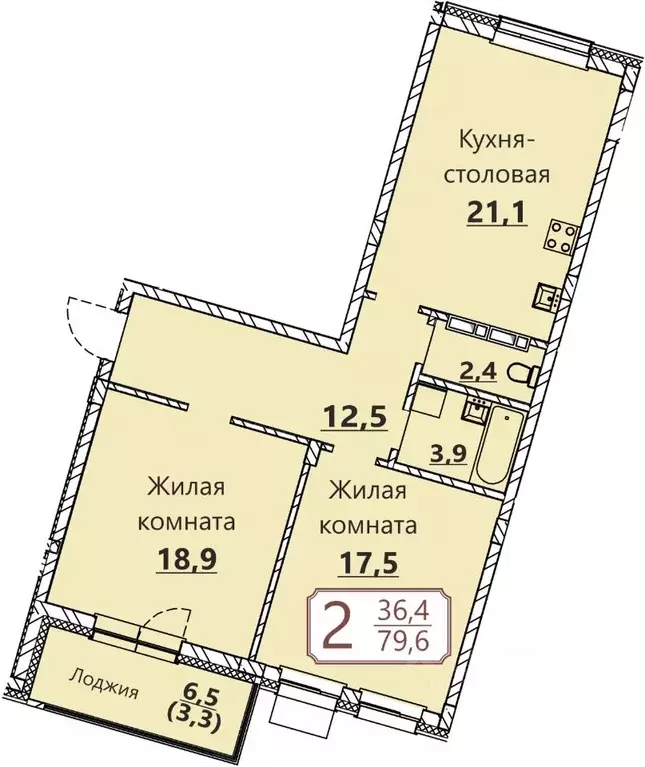 2-к кв. Чувашия, Чебоксары ул. Герцена, поз3 (79.6 м) - Фото 0