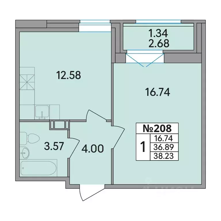 1-к кв. Ленинградская область, Всеволожский район, Агалатовское с/пос, ... - Фото 0