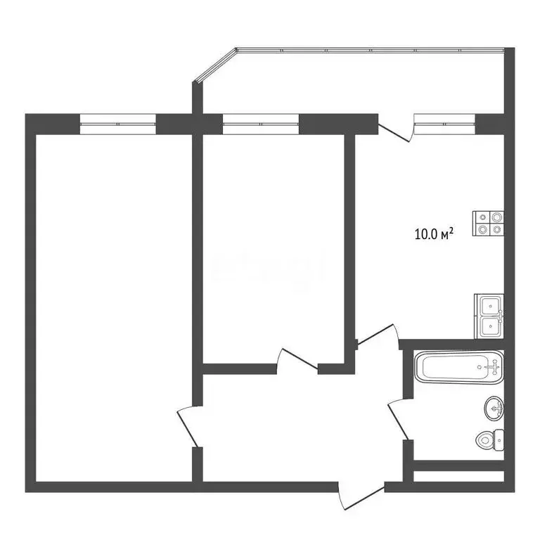 2-комнатная квартира: Тюмень, Депутатская улица, 112 (55 м) - Фото 1