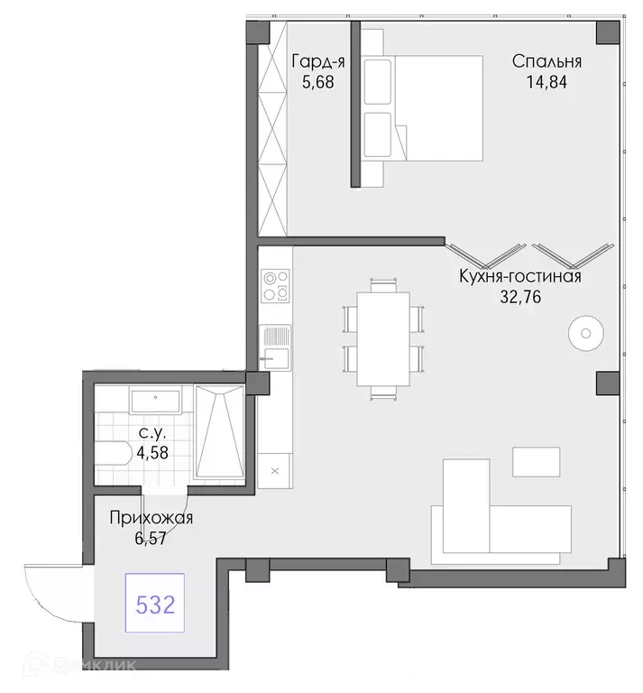 Продаётся 2-к квартира, 64.43 м - Фото 0