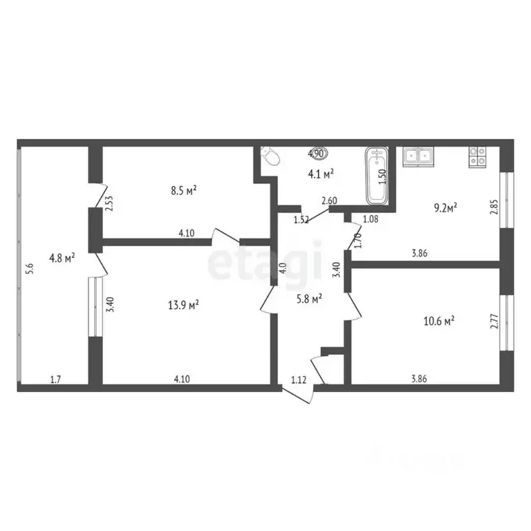 3-к кв. Крым, Кировский район, с. Владиславовка ул. Степная, 1 (52.0 ... - Фото 2