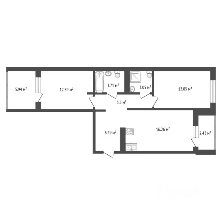 2-к кв. Тюменская область, Тюмень ул. Первооткрывателей, 9 (59.8 м) - Фото 2