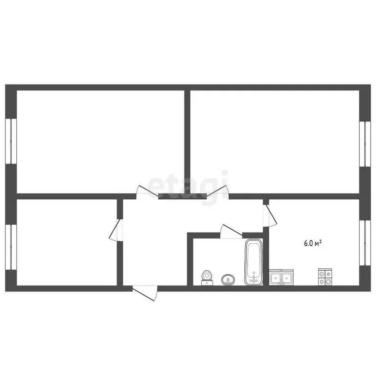 3-комнатная квартира: Нальчик, улица 2-й Таманской Дивизии, 468 (44 м) - Фото 1