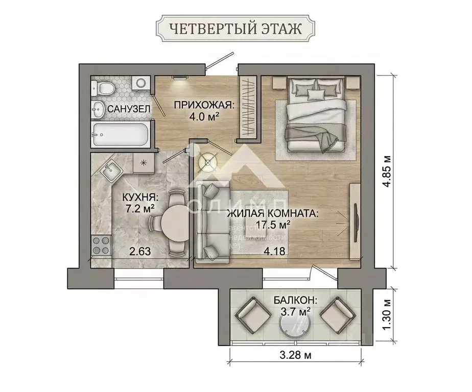 1-к кв. Вологодская область, Вологда ул. Гиляровского, 20А (32.0 м) - Фото 2