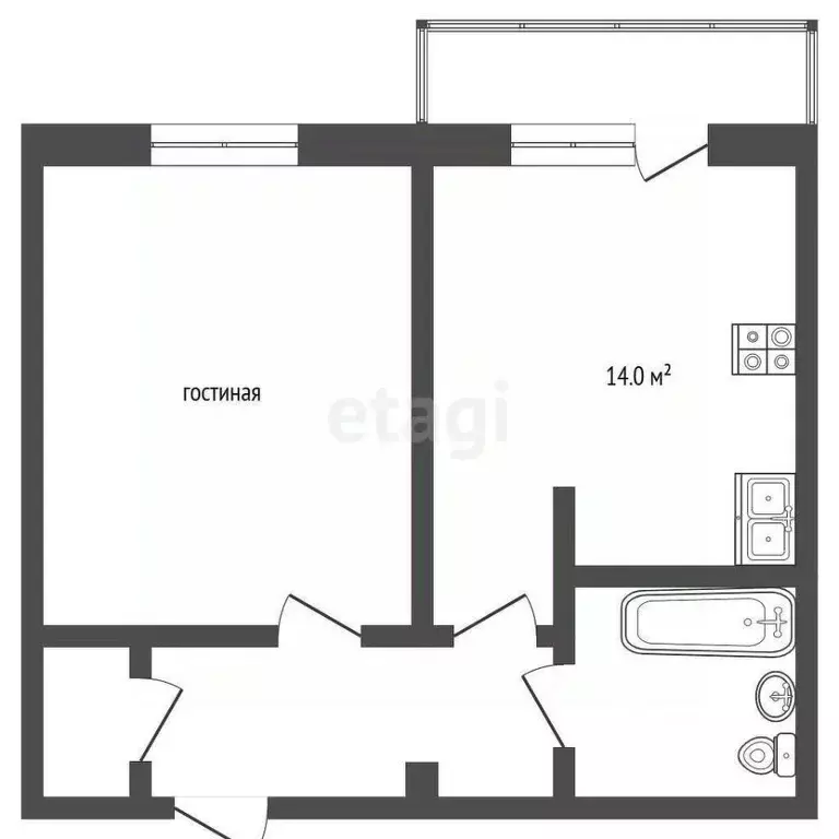 1-к кв. Забайкальский край, Чита Девичья Сопка мкр, 36 (43.0 м) - Фото 2