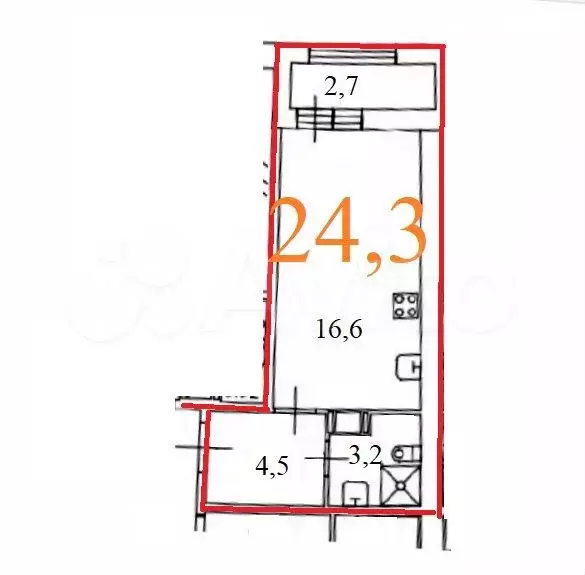 Квартира-студия, 24,3 м, 16/18 эт. - Фото 0