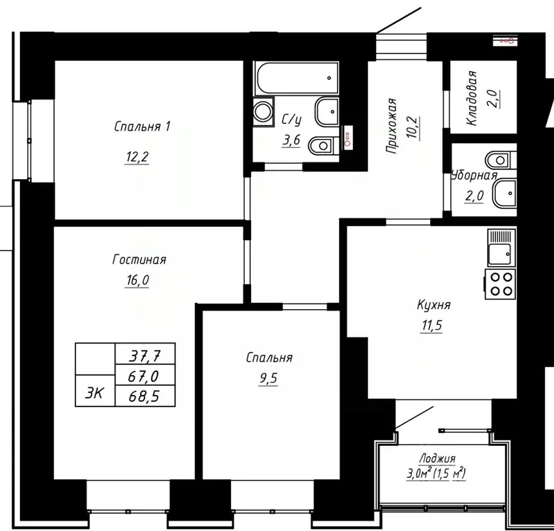 3-к кв. Алтайский край, Барнаул ул. Сухэ-Батора, 39 (68.5 м) - Фото 0