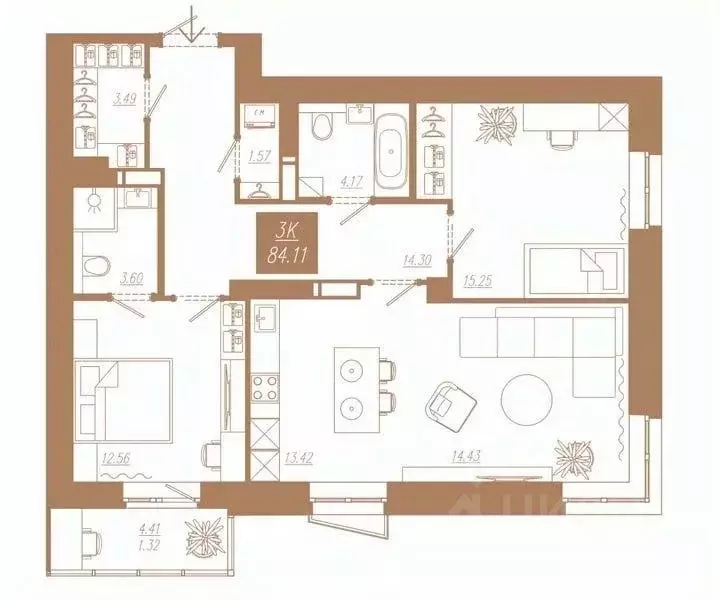3-к кв. Красноярский край, Красноярск ул. 3-я Краснодарская, 14А/3 ... - Фото 0