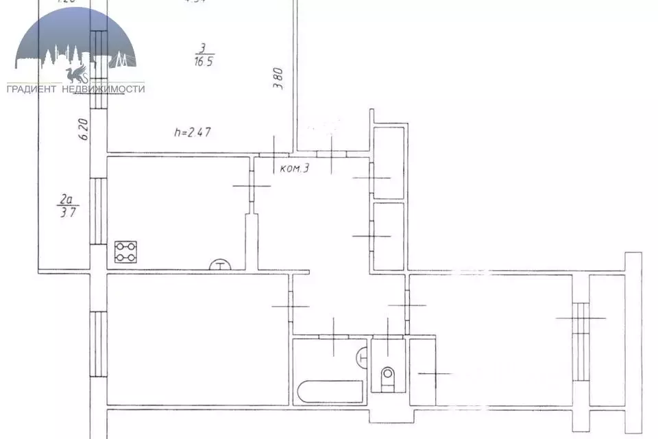 3-к кв. Татарстан, Казань ул. Кул Гали, 11/52Б (65.7 м) - Фото 1