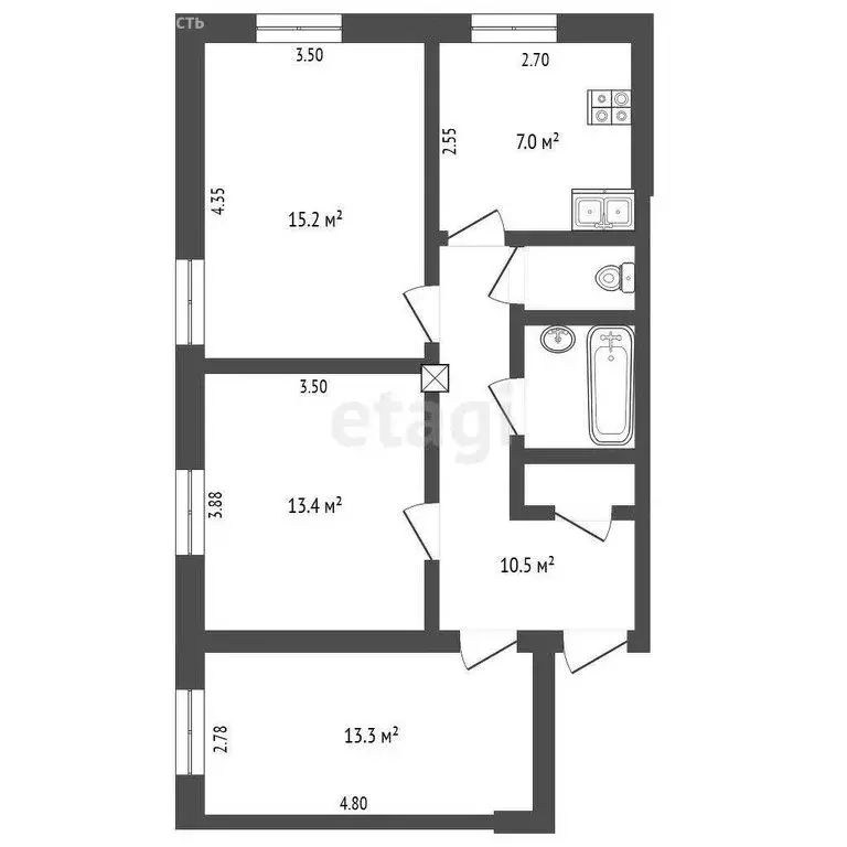3-комнатная квартира: Омск, улица Ленина, 33 (64.4 м) - Фото 0