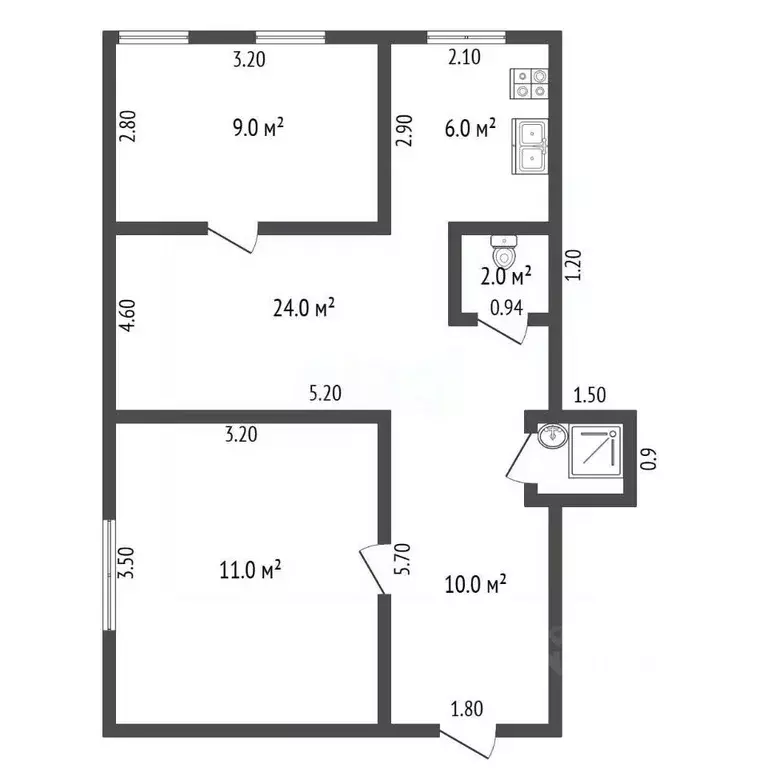 2-к кв. Санкт-Петербург ул. Черняховского, 73 (53.0 м) - Фото 2