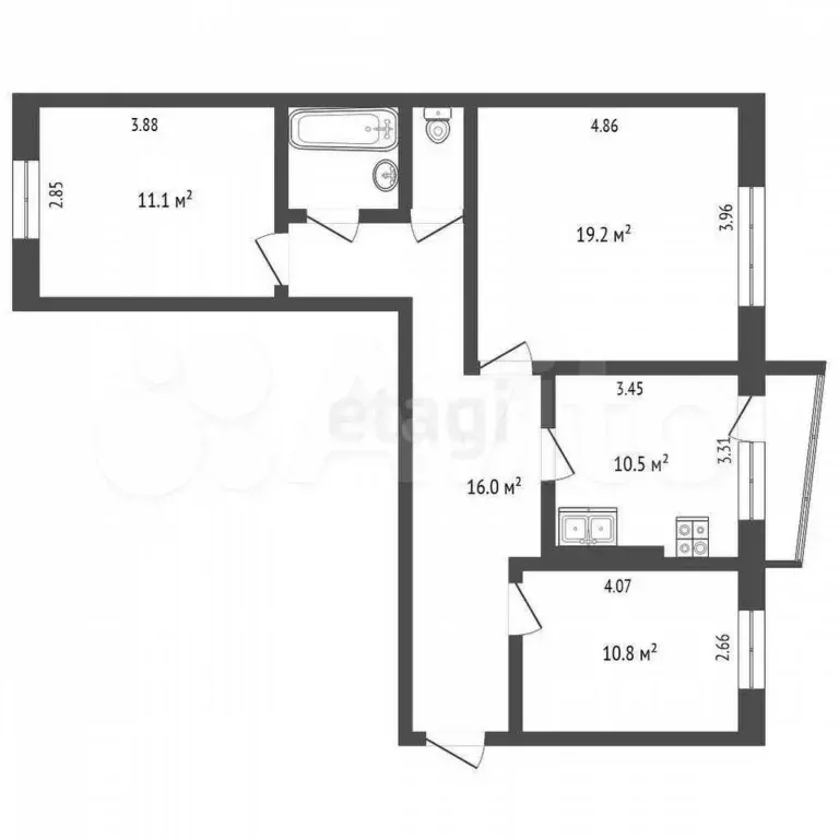3-к. квартира, 71,4 м, 4/9 эт. - Фото 0
