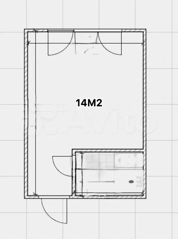 Квартира-студия, 14,2 м, 1/9 эт. - Фото 0